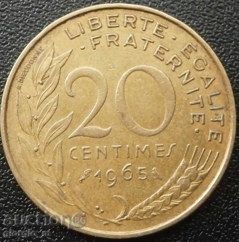 Франция - 20 сантима 1965 г.
