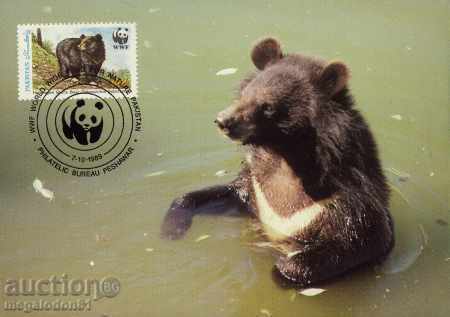Set de cărți maxime WWF Pakistan 1989 - urs himalayan