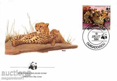 WWF комплект първодневни пликове Оберволта 1984 - гепард