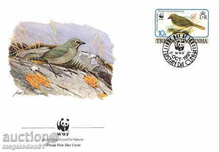 Auction  WWF kit first. envelopes Tristan da Cunha 1991 - birds