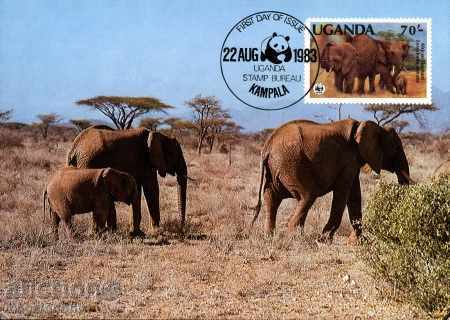 Delivery of WWF Cards Uganda Maximum - African Elephant 1983