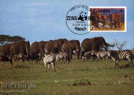 Κάρτες WWF Ουγκάντα Μέγιστος - Αφρικανικός ελέφαντας 1983