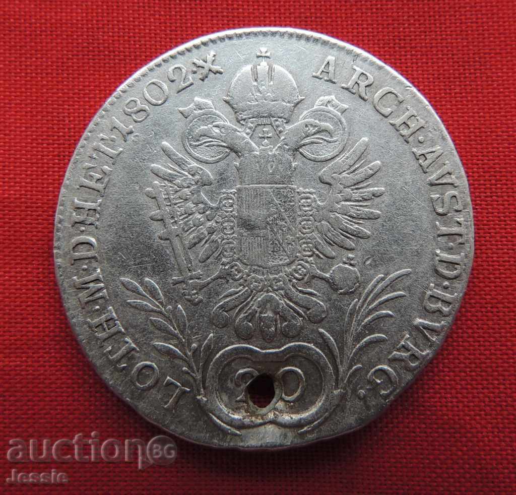 20 кройцера Австроунгария 1802 А сребро - Франц II