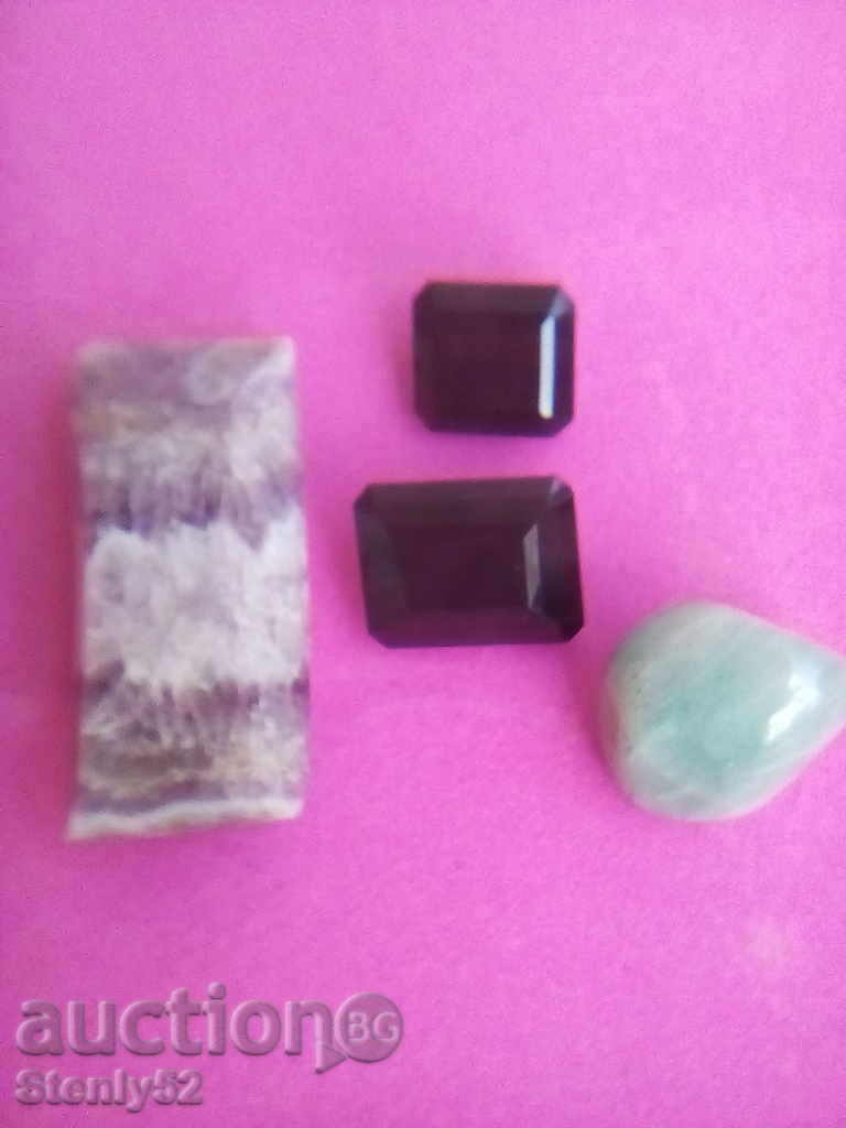 Lot of natural stone Ahat, Malachite, 2 Hematite