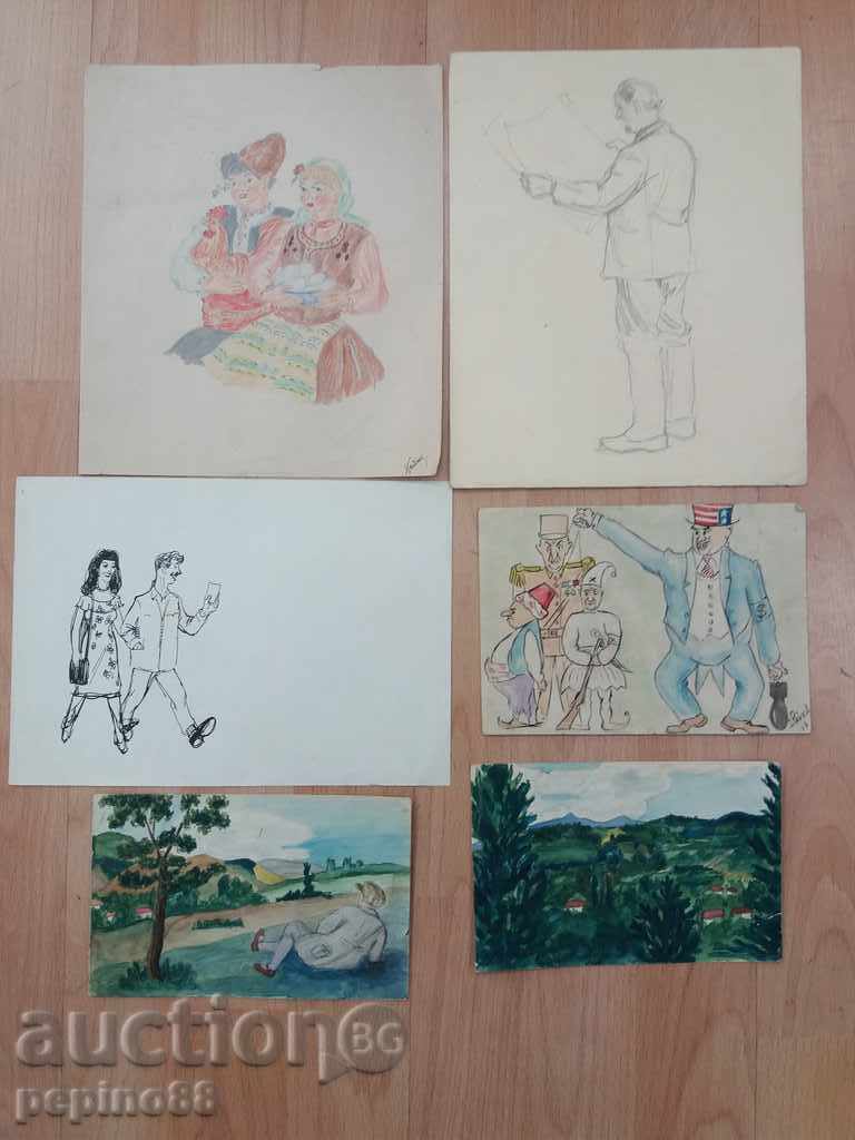 Lot of old drawings