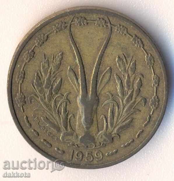 Africa de Vest (BCEAO) 10 franci în 1959 cu preț 3.50 BGN | € 1.79 Africa de Vest (BCEAO) 10 franci în 1959 cu preț 3.50 BGN | € 1.79