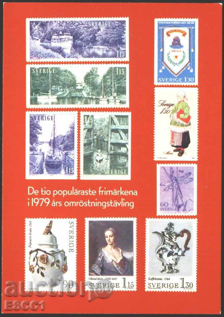 Timbre de carte poștală 1979 Suedia