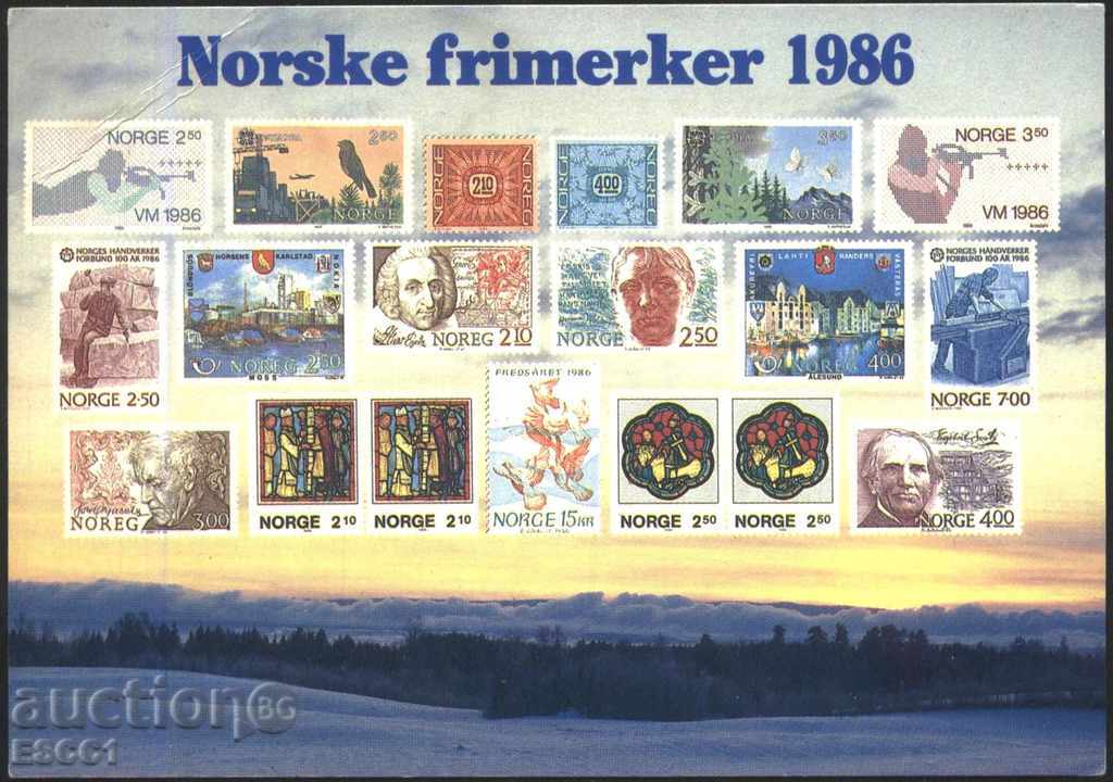 Postcard Marks 1986 from Norway