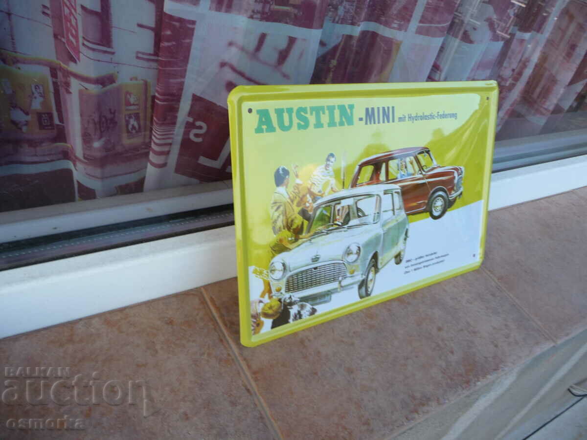 Аукцион Метална табела кола Austin Mini мини автомобил ретро куче