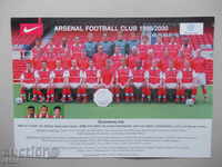 Card de fotbal Arsenal 1999-1900 mare de 21 cm de fotbal