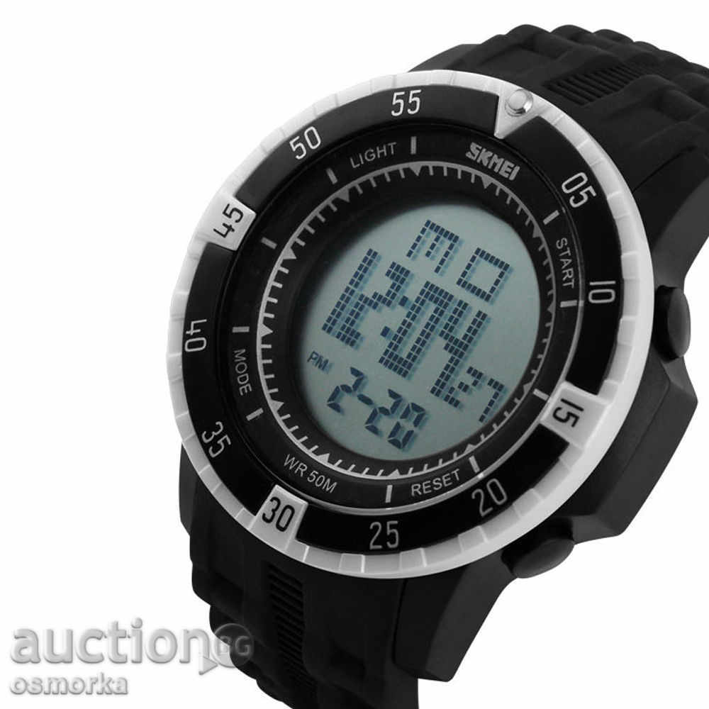 Auction  New sporty Skmei Shock watch black color on strap white