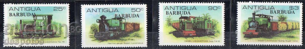 1981 Μπαρμπούντα. Μηχανές τραίνων - nadpechatka σειρά της Αντίγκουα.
