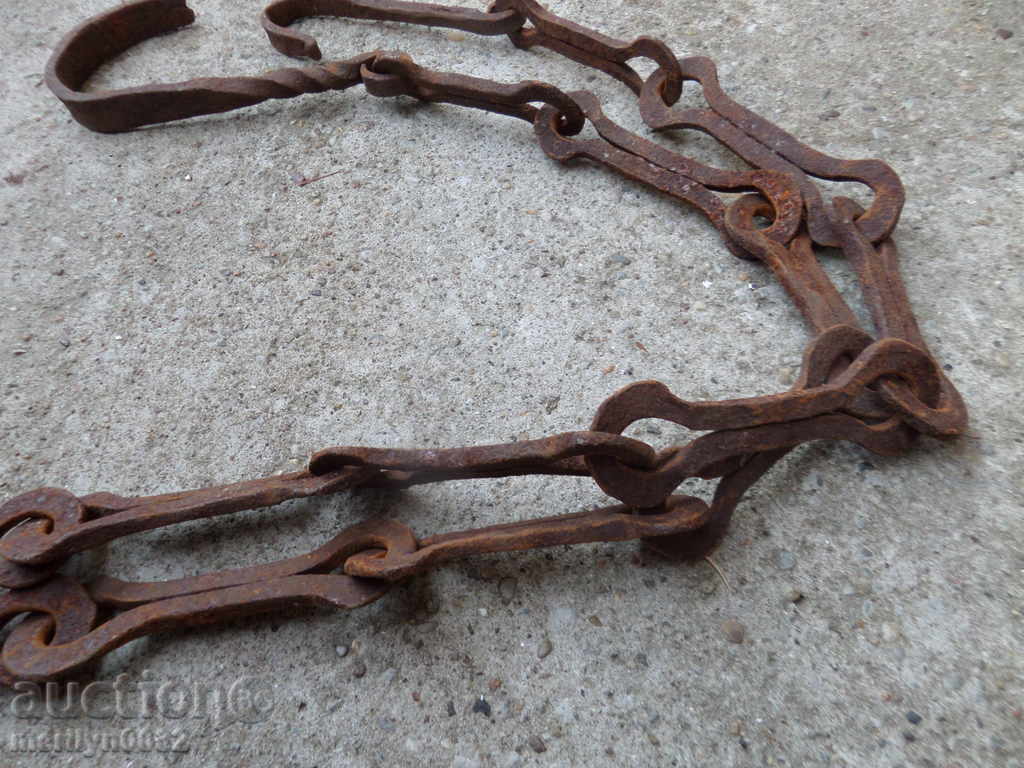 Old forged chain with hook, hearth for hearth - 7