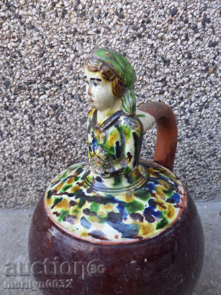 Old pitcher girl, pottery, jar, crown