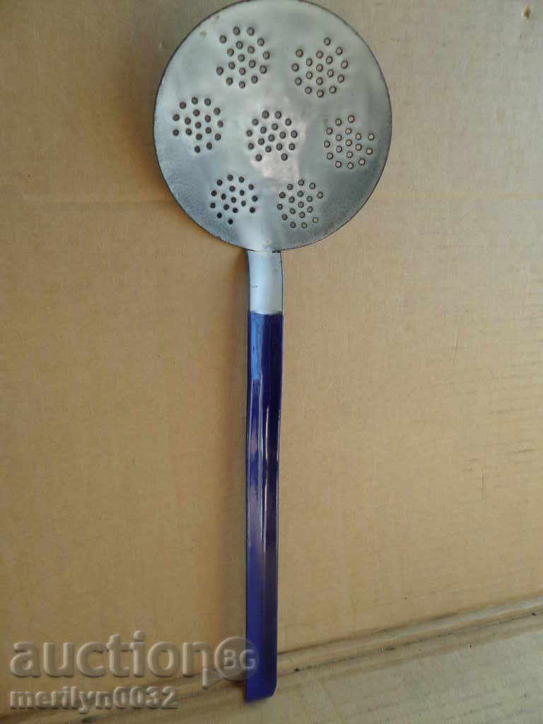 Auction  Old grateful spoon with enamel, lamb early wound, Bulgaria