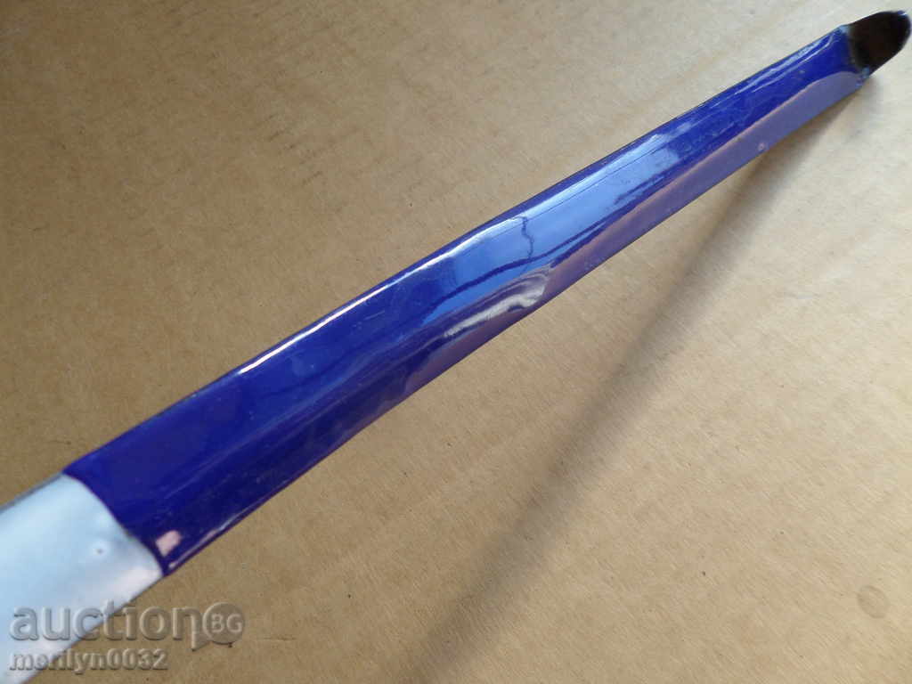 Old grateful spoon with enamel, lamb early wound, Bulgaria - 7