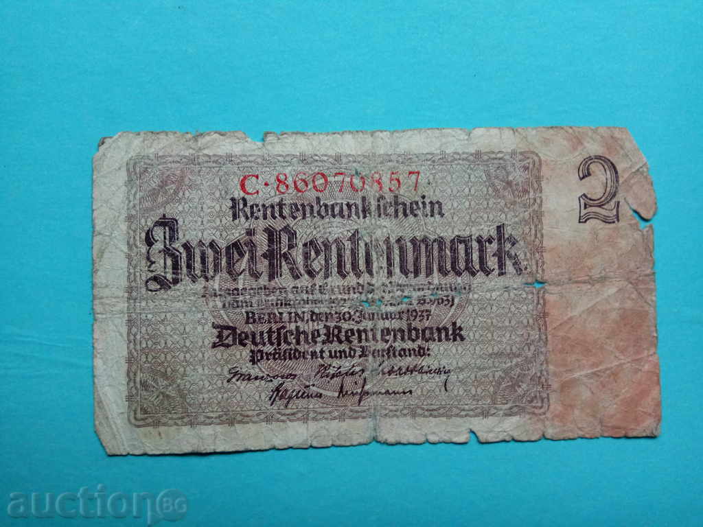 2 рентмарки Германия 1937г.