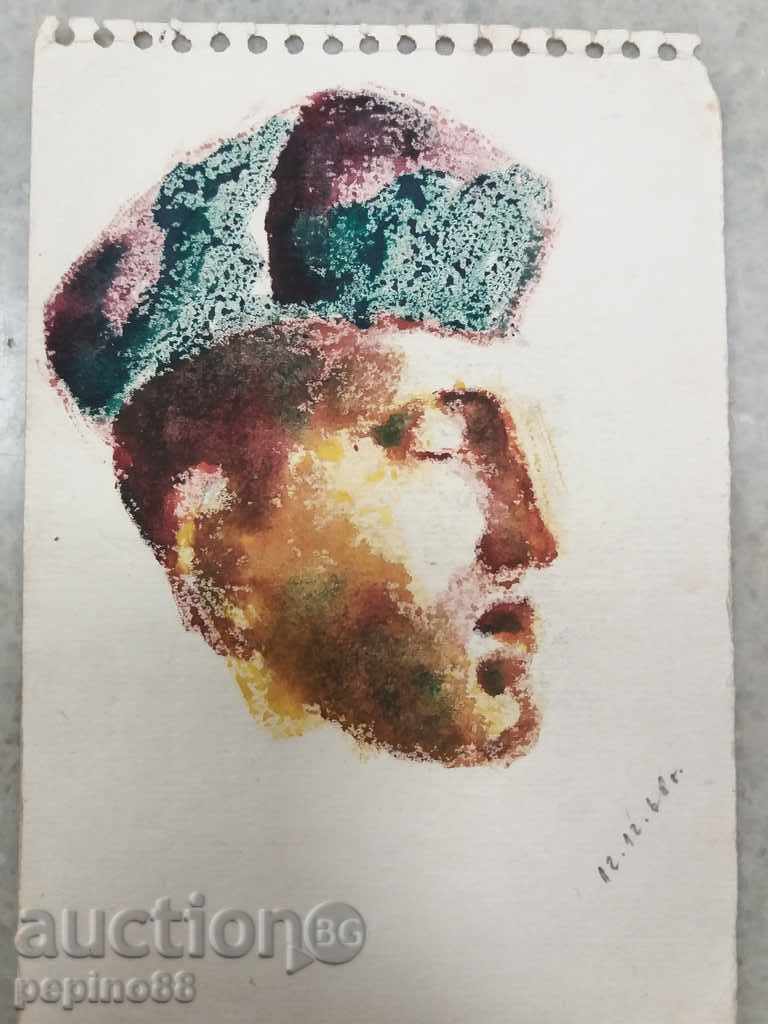 Drawing portrait of a watercolor