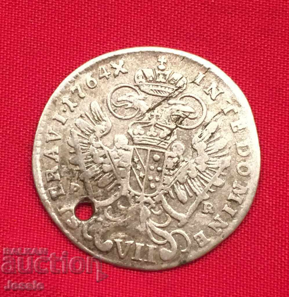 7 кройцера Австроунгария 1764 PR сребро - Франц I