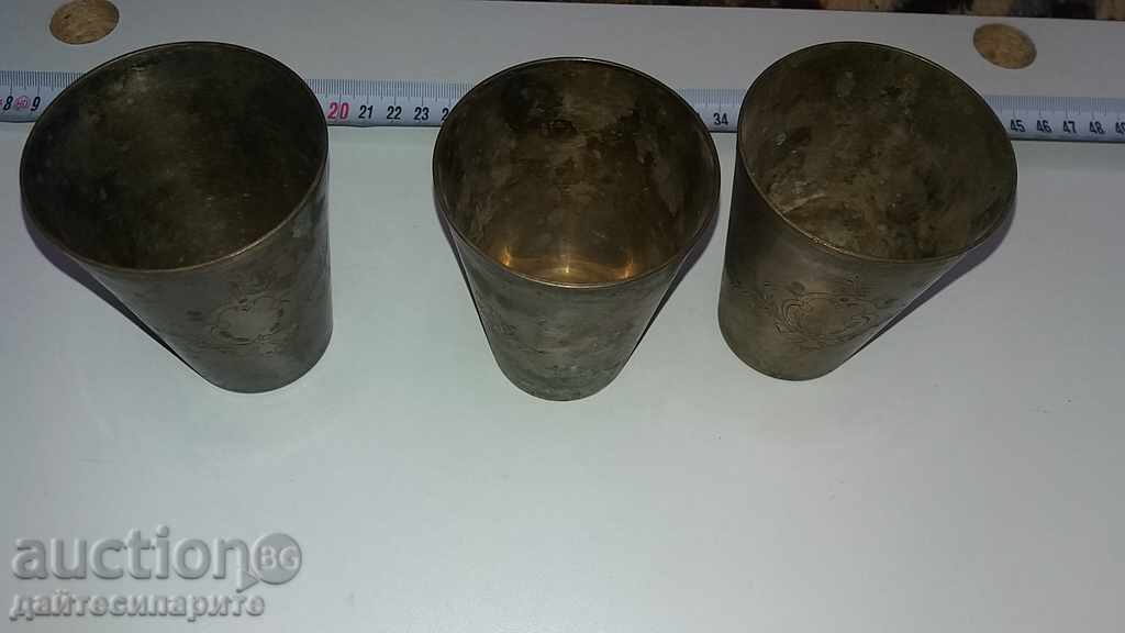 3 бр стари метални чаши маркирани