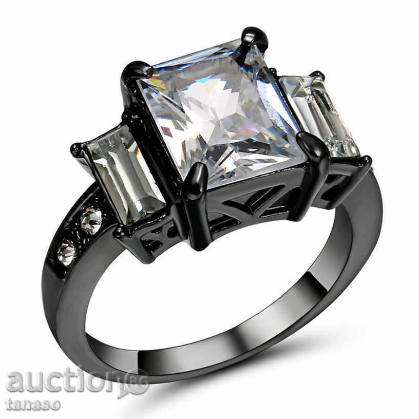Ring with white sapphire and zircon, size 52