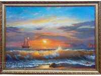 Seascape with sailing ship, picture