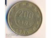 Италия 200 лири 1980 година