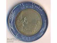 Италия 500 лири 1990 година