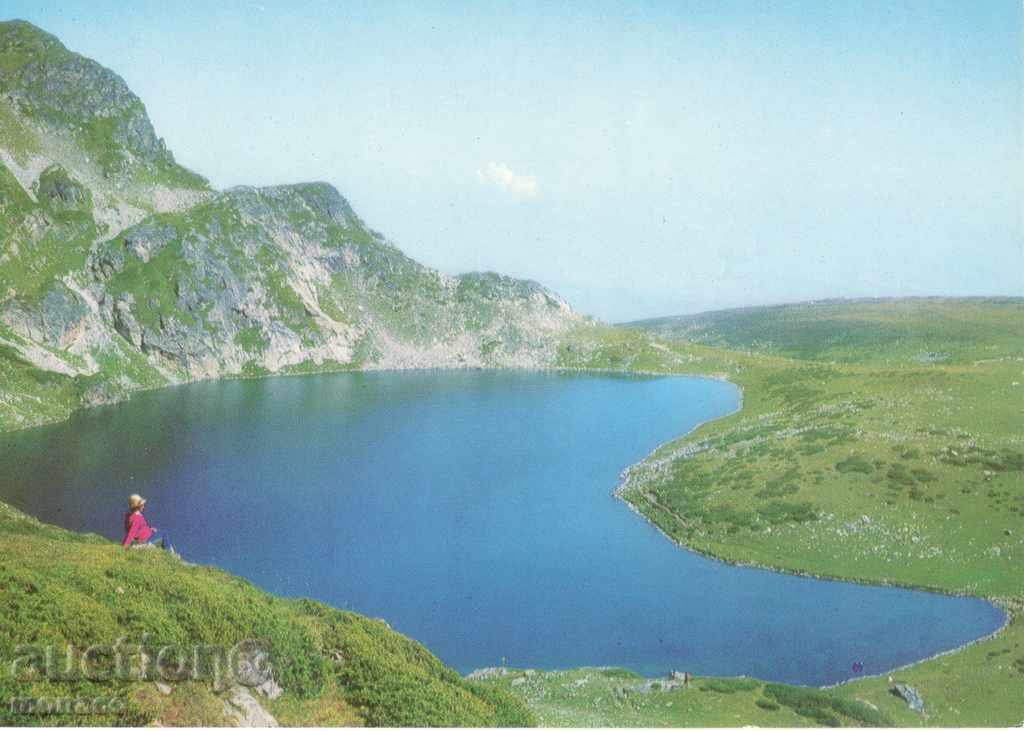 Стара пощенска картичка - Рила, езерото "Бъбрека"