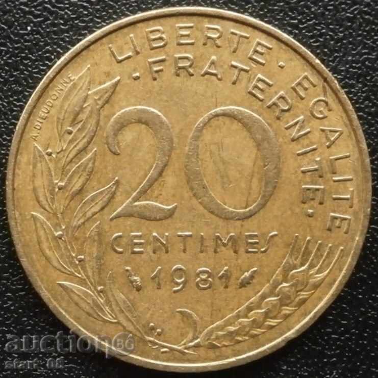 Franța - 20 centime - 1981