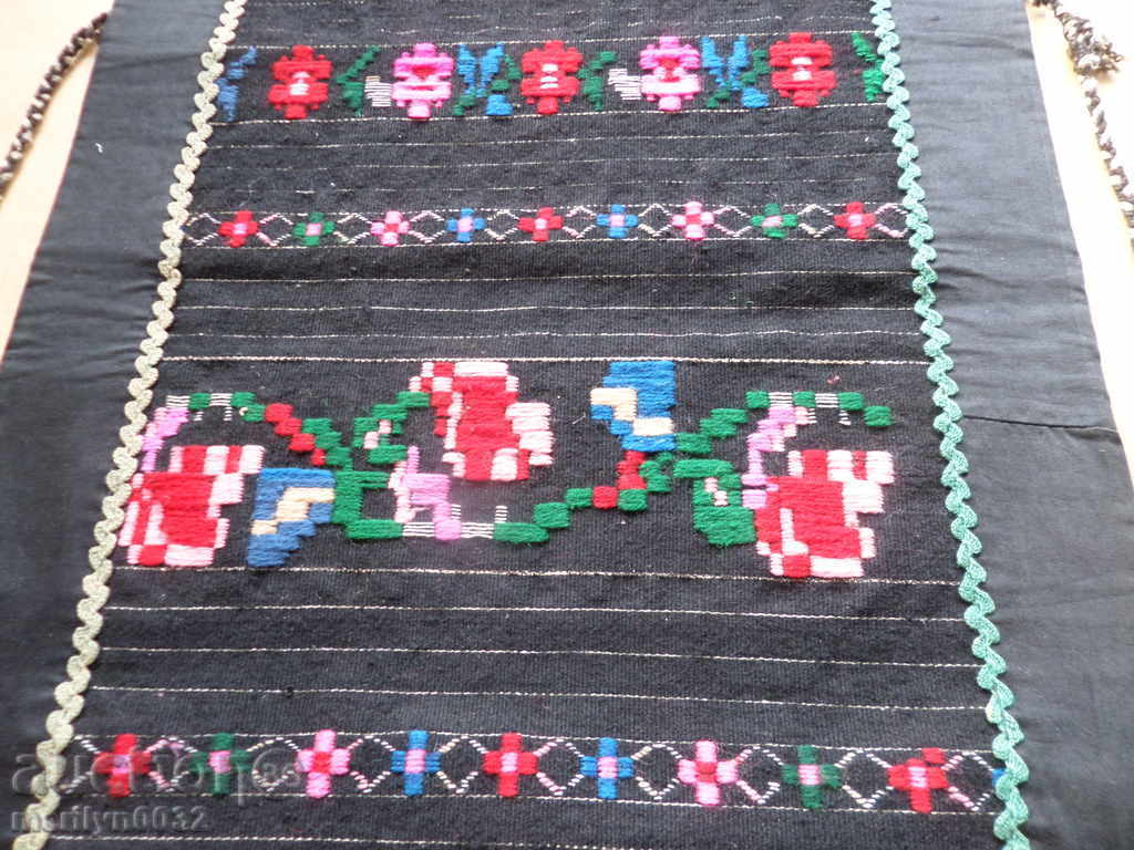 Παλιά υφαντό κεντημένη ποδιά κεντημένη με πούλιες φόρεμα φορεσιά - 7