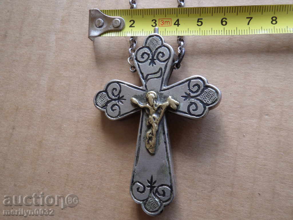 Revival pectoral cross silver niello crucifix - 6 Revival pectoral cross silver niello crucifix - 6