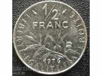 Франция - 1/2 франк  1976 г.