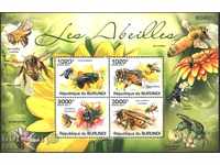 Чисти марки в малък лист Пчели  2011 от Бурунди