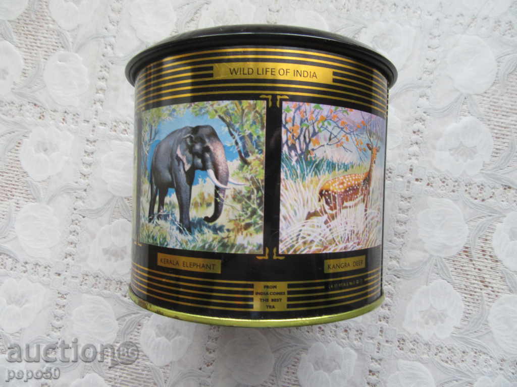 Auction  STARA BEAUTIFUL METAL BOX OF INDIA TEA / 1977g / -14,2x13cm