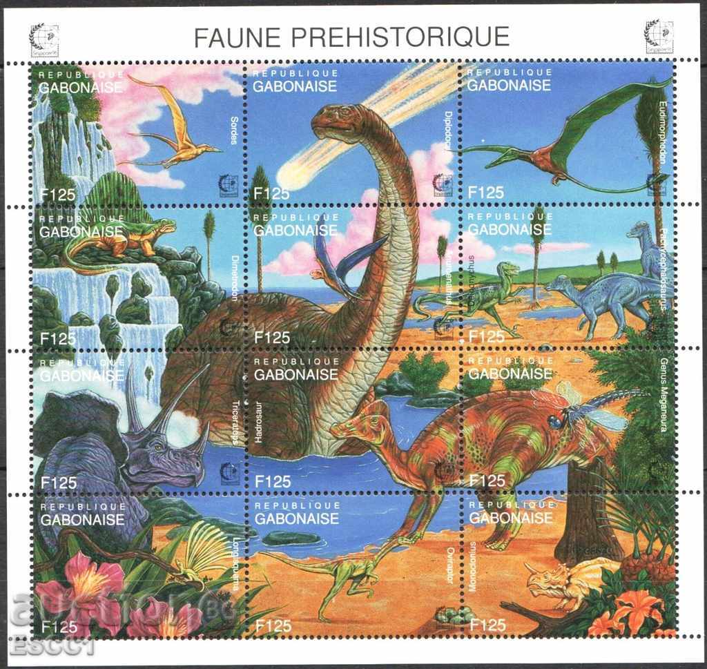 Чисти марки в малък  лист  Фауна Динозаври  1995 от Габон