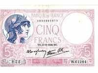 Банкнота  5 франка  1939 година