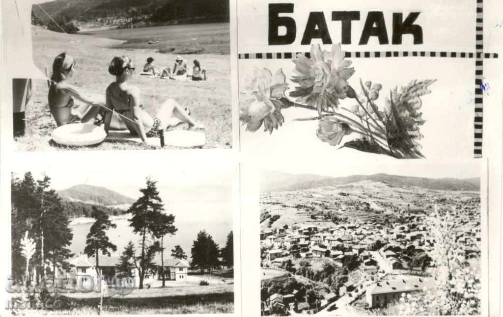 Стара пощенска картичка - Батак, Микс от 3 изгледа