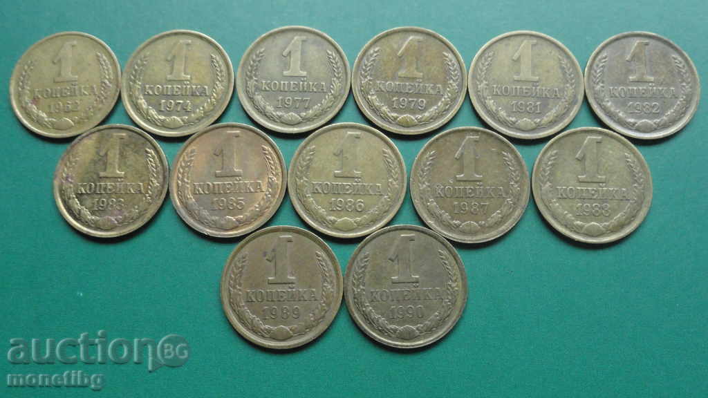 Licitație Rusia (URSS) - 1 copeck (13 bucăți)