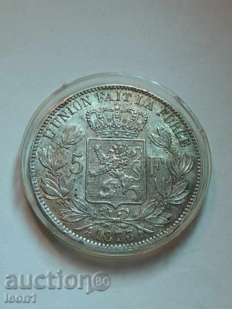 5 Franca Βέλγιο 1873 ασημί