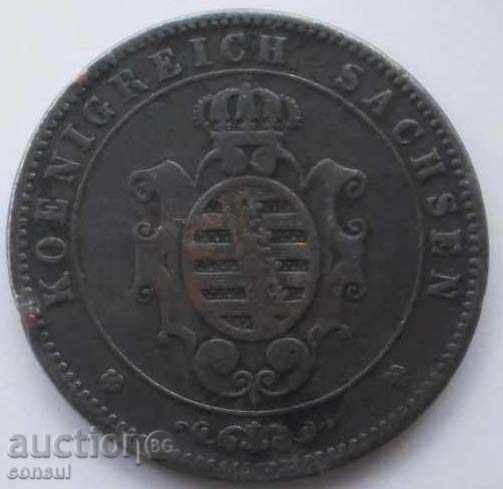 Германия - Саксония 5 Пфениг 1862 Рядка Монета