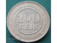 Бразилия 100 Рей 1895 Доста Рядка Монета