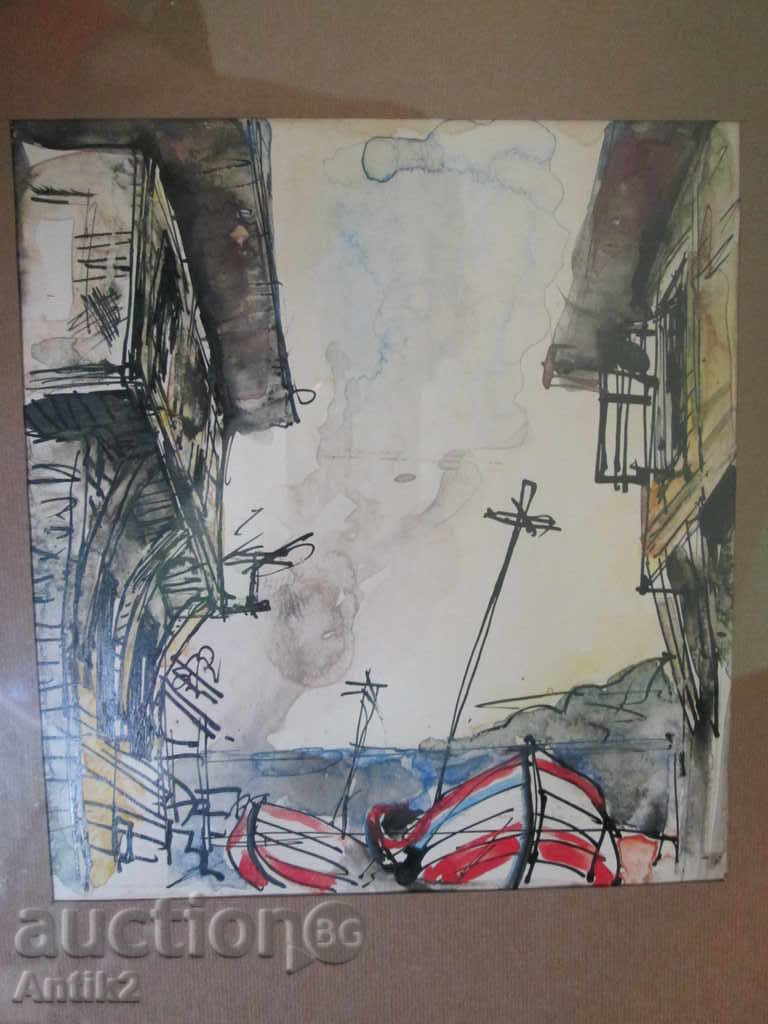 Old painting - watercolor, tuh-Sozopol, N. Spasov 24x33cm with price 45.00 BGN | € 23.01 Old painting - watercolor, tuh-Sozopol, N. Spasov 24x33cm with price 45.00 BGN | € 23.01