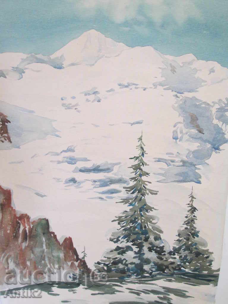 1920s watercolor Dimitar Kamburov, signed, Pirin, 34x49cm. with price 1450.00 BGN | € 741.37