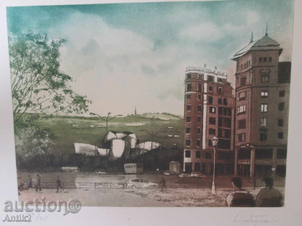 Old picture - etching, intaglio, lithography, signed with price 50.00 BGN | € 25.56