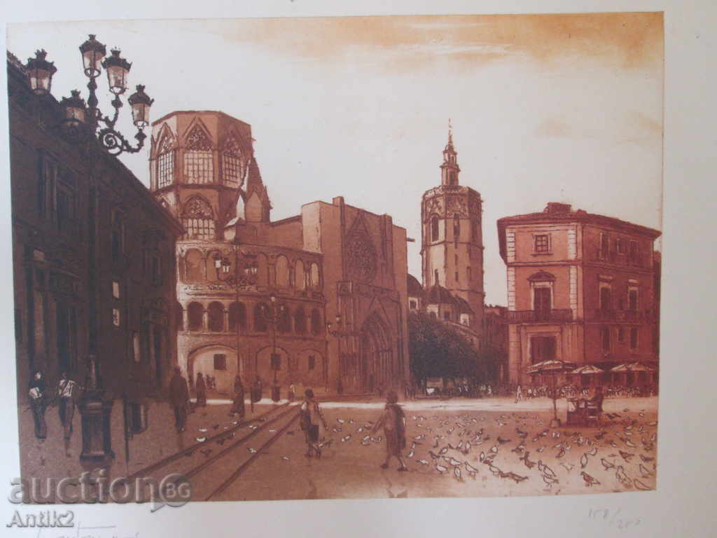 Old picture - etching, intaglio, lithography, signed with price 50.00 BGN | € 25.56