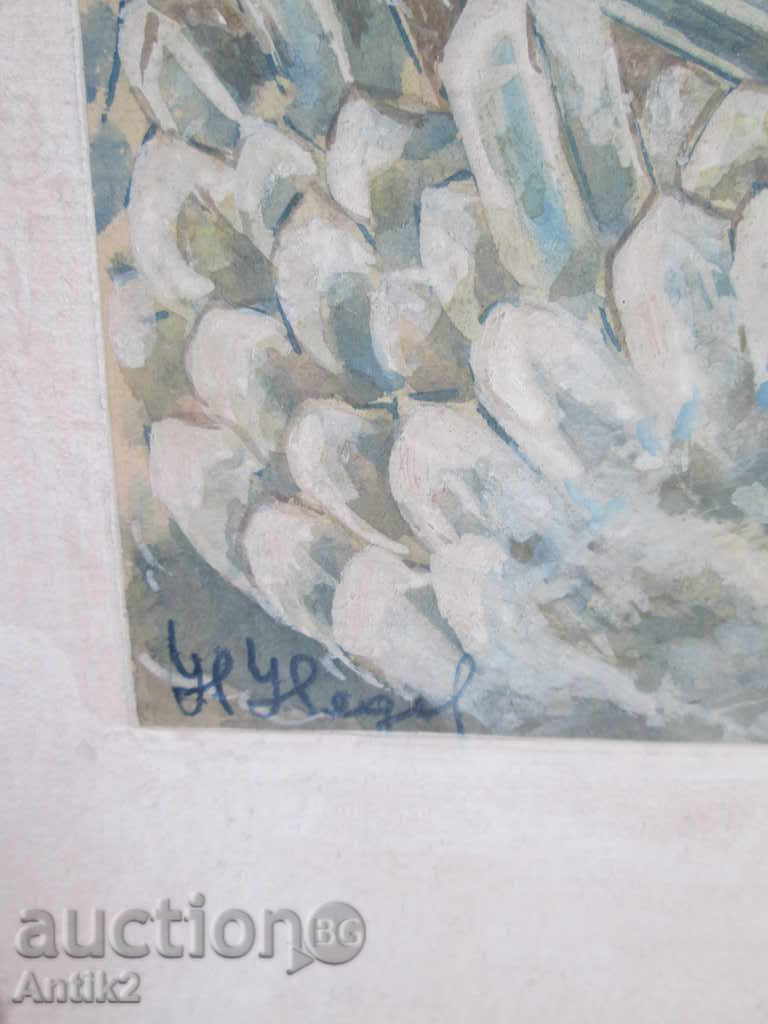 Delivery of Old watercolor, signed, 25x35cm Delivery of Old watercolor, signed, 25x35cm