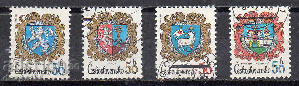 1981. Cehoslovacia. Embleme ale orașelor cehe.