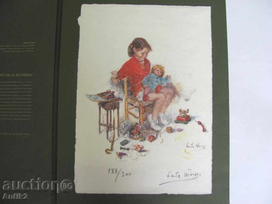 Kartina-color lithography signed by Vicente Alonso