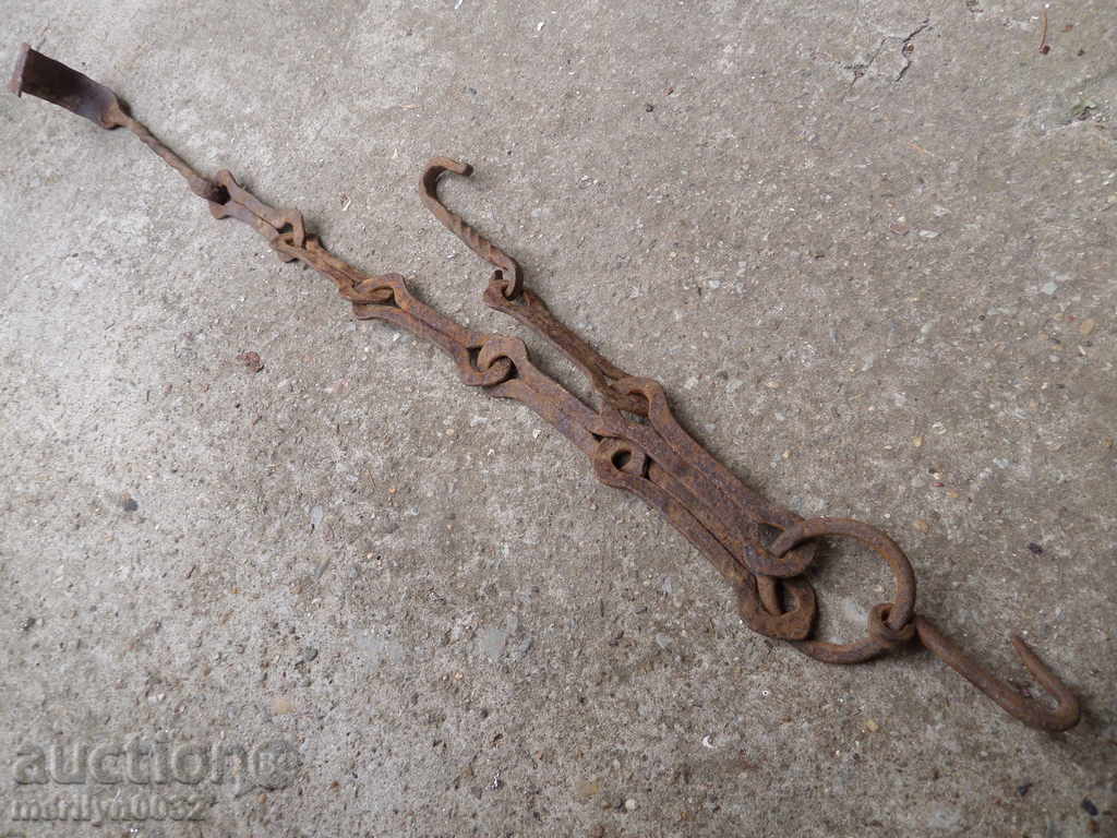 Delivery of Old forged chain with hook, hearth for hearth chain hook Delivery of Old forged chain with hook, hearth for hearth chain hook